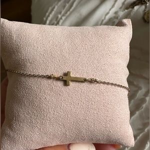 14k gold plated cross necklace horizontal - 15 inches